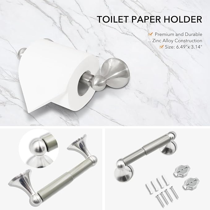 4 Piece Bathroom Hand Towel Holder Set, Adjustable Towel Racks for Bathroom Wall Mounted, Stainless Steel Brushed Nickel Towels Bar, 24 Inch Bath Room Accessories Set