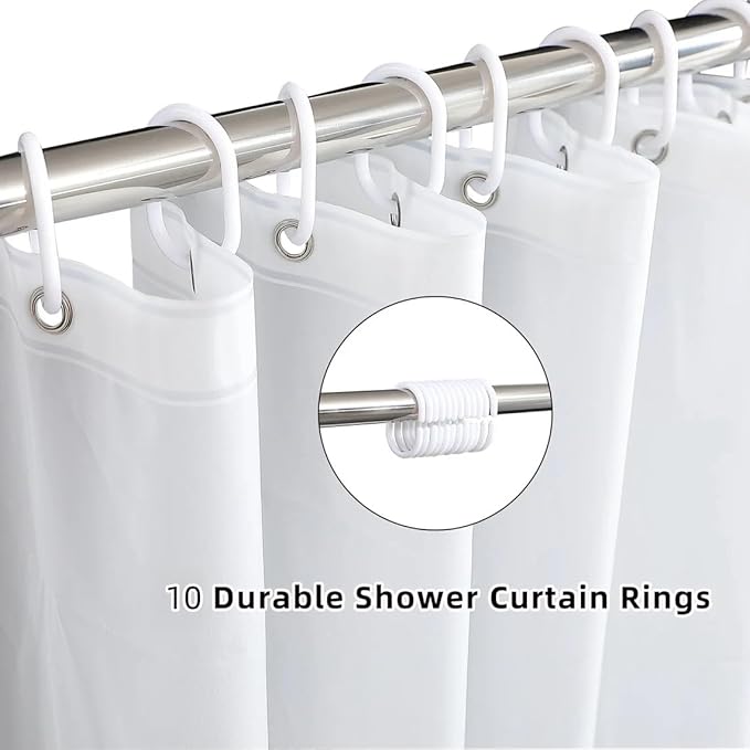 White Stall Shower Curtain Liner 60 x 72 inch Plastic Shower Liner Washable Inside Small Shower Curtain Liner PEVA Shower Curtains for Bathroom with Magnets and Rustproof Metal Grommet Holes