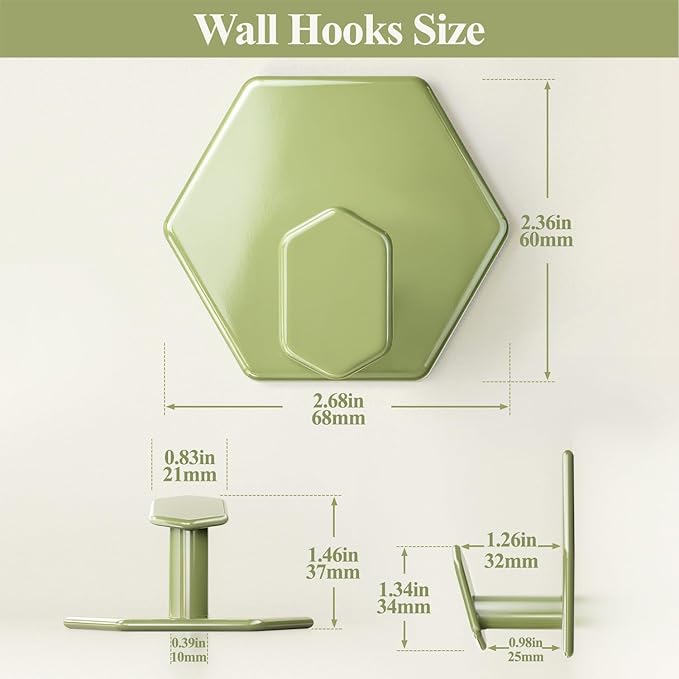 Tindbea Adhesive Towel Hooks Heavy Duty Wall Hooks Waterproof Stainless Steel Shower Rack for Coat, Key, Hat, Robe, Clothes, Picture Hanging Towel Hooks for Bathrooms Kitchen Door (4-Pack, Green)