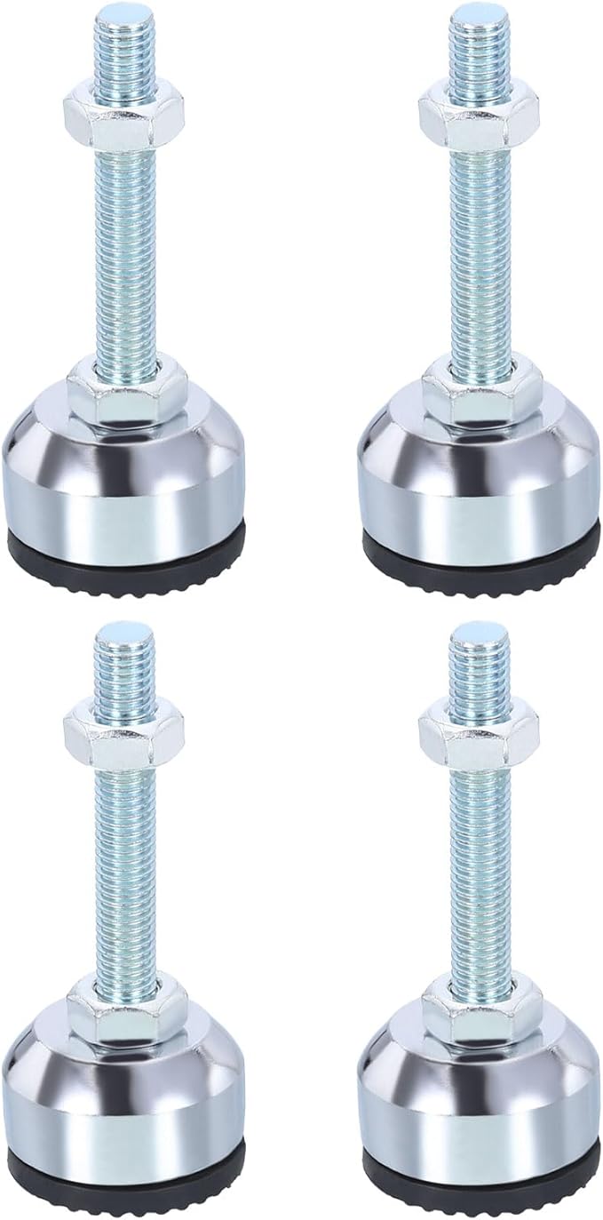 PATIKIL Furniture Leveling Feet 1.6" Dia Base M10 Thread, 4 Pcs Carbon Steel Adjustable Threaded Furniture Leveler Screw on Leg Leveler with Pads for Desk Chair Cabinet, Black