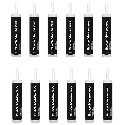 Black Mamba FHG High Tack - Superfast Mono Component Polymer Sealant Cartridge - Gray - 12 Pack, Grey