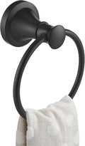 BESy Matte Black Bathroom Hand Towel Ring Towel Holder, Rustproof Wall Mounted Bathroom Hardware Accessory SUS 304 Stainless Steel Towel Rack