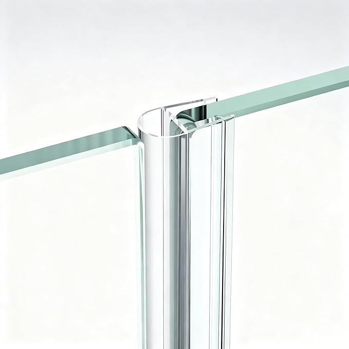 4PCS 39" Glass Shower Door Seal Strip, Shower Door Side Seal Strip for 3/8" (10mm) Frameless Glass, Ultra-Clear PVC Waterproof Door Bottom Seal, Easy to Install, No Adhesive Needed