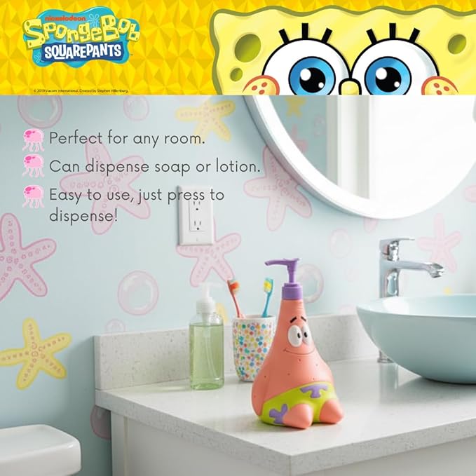 Spongebob Squarepants Patrick Star Soap/Lotion/Hand Sanitizer Resin Pump Dispenser, 13 Ounces, (Officially Licensed Product) by Franco Collectibles