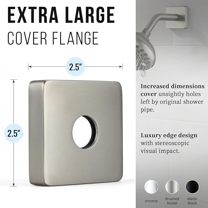 G-Promise All Metal 6-Inch Shower Arm with Flange, Wall-Mounted Stainless Steel Shower Pipe Replacement for Fixed and Handheld Shower Heads, Brushed Nickel