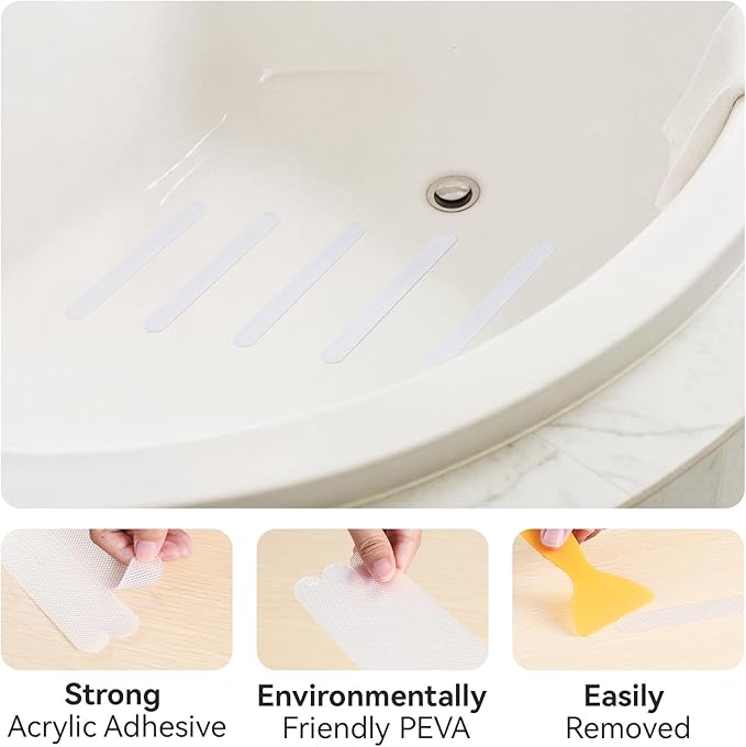 AGPTEK 36PCS Bathtub Non Slip Stickers, Anti-Slip Shower Strips with Strong Adhesive for Bath Tub Shower Bathroom Edge of Swimming Pool Stairs Ladders Boats, Clear