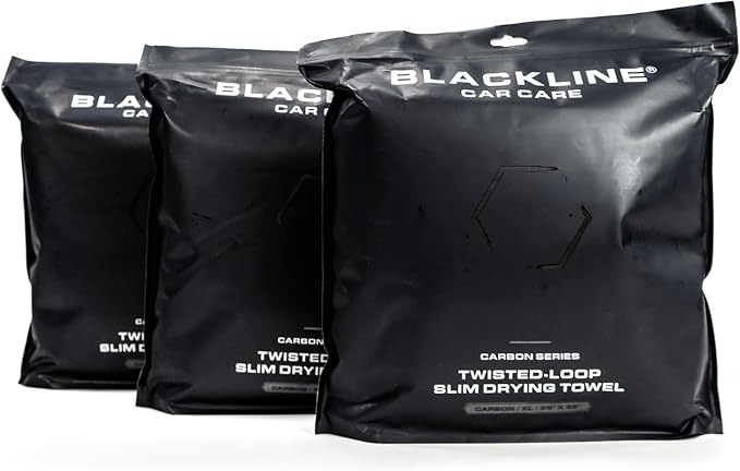 Blackline 24"x36" Slim Twisted-Loop Drying Towel, 800GSM, Streak Free, Lint Free, Reusable - Car Accessories, Bath Towels, Microfiber Cleaning Cloth - One Pass is All You Need
