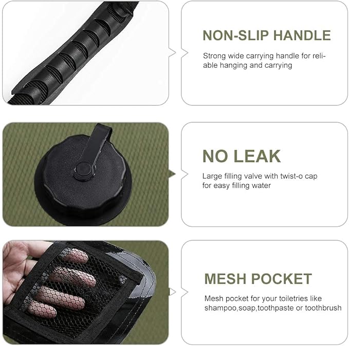 Solar Shower Bag, 5Gal(20L) Portable Solar Heating Camping Shower Bag,with Removable Hose and On-Off Switchable Shower Head,for Outdoor Traveling/Climbing/Hiking/Beach/Swimming