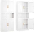 Pantry Cabinet 61" H Metal Kitchen Cabinet with 4 Doors, Bathroom Cabinets, 2 Adjustable Shelves for Kitchen, Home Office, Living Room, Dinning Room (White)