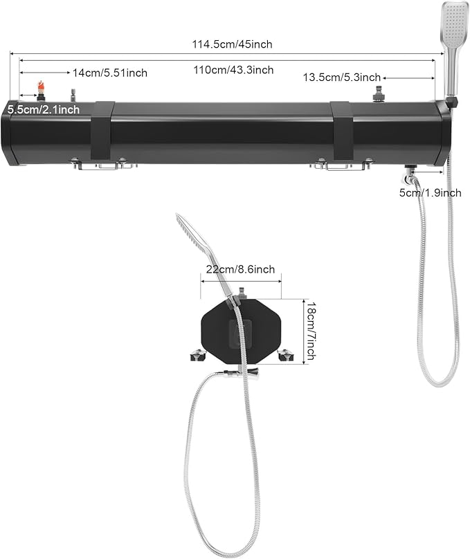 Portable Pressurized Camp Shower, Roof Rack Shower, 30L Capacity Roof Rack Water Tank with 1.6 bar Pressure, for Trucks Off Road Vehicles Water Storagefor Outdoor Cleaning & Surfing