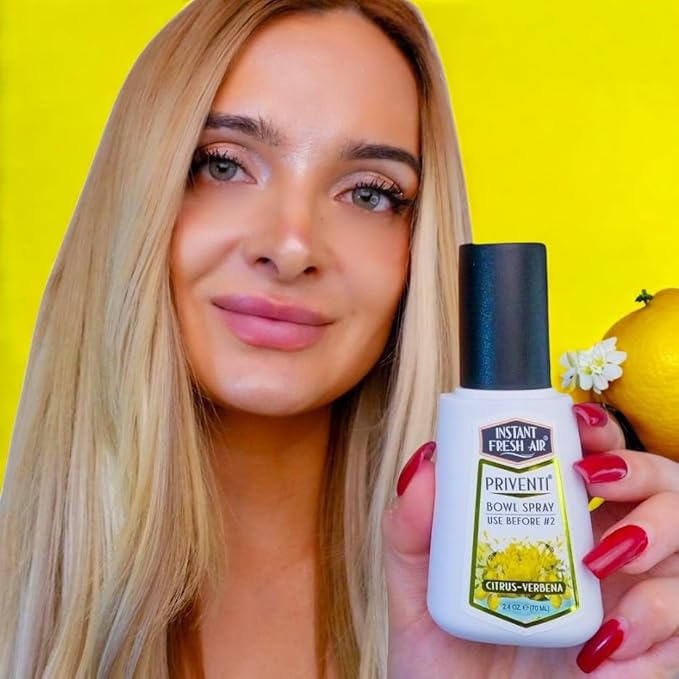 Signature PRIVENTI Toilet Spray, Citrus-Verbena Scent Bathroom Spray with Noxban Technology Odor Elimination, Travel Size, Long-Lasting Freshness for Home, Travel or Work, 2.4 Oz. - INSTANT FRESH AIR