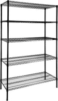 Heavy Duty 5-Tier Wire Shelving Adjustable Shelves Unit Metal Storage Rack Flat for Laundry Kitchen Pantry Garage Closet Organization (Black, 47.1" L x 17.6" W x 72.2" H)