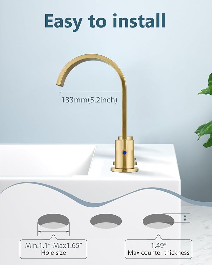 Aolemi Bathroom Faucets 3 Hole,8 Inch Widespread Waterfall Bathroom Sink Faucet,2 Handles Vanity Faucet with Pop-up Drain and Supply Hose,Brushed Gold