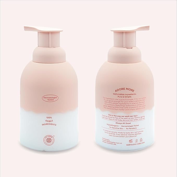 Babyology All Natural Baby Wash and Shampoo - 100% Edible Ingredients - with Organic Lavender Essential Oil (Fragrance Free) – 12 FL OZ - Good for Sensitive Skin - Non Toxic - Tear Free (Pack of 2)