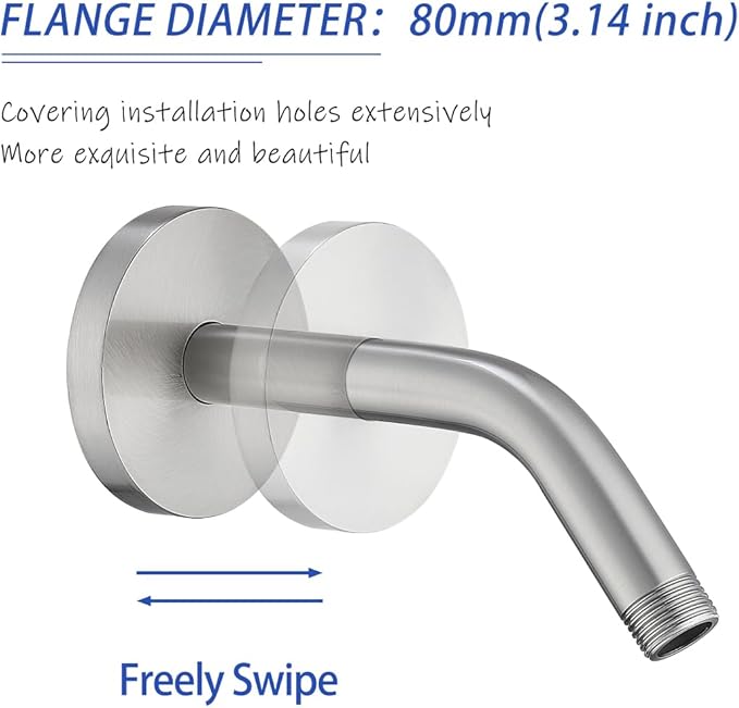 Wall Mounted Shower Arm Extension Head Holder Stainless Stee for Elbow Bathroom Accessories Pipe Bath Tube Brushed Nickel,SW-RD91018-6BN.