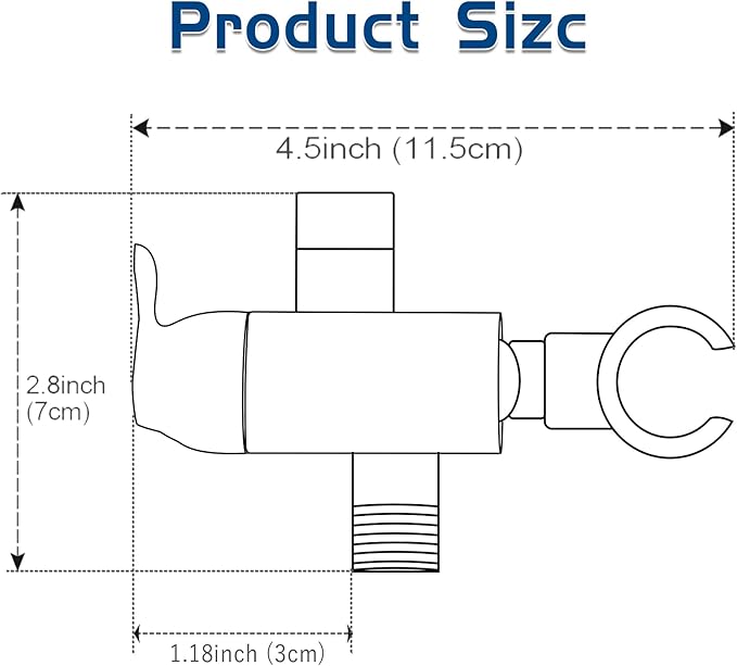Shower Arm Diverter with Handshower Mount, G1/2 Brass 3 Way Shower Diverter Valve Bathroom Universal Shower System Replacement for Handheld Shower and Fixed Shower Head(Matte Black)