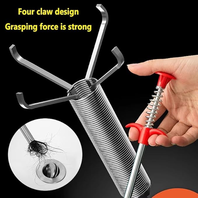 Plumbing Four-claw Hook Dredger Sewer Toilet Tool Manual Toilet Grab Hair Cleaning Clogging Household