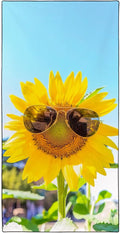 Vibrant Sunflower Beach Towel 36"x72" Quick-Dry Soft Microfiber with Sunlit Blue Sky Design