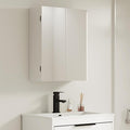 eclife 24" Bathroom Medicine Cabinet W/Mirror, Double Doors Bathroom White Wall Mount Mirror Cabinet, Hanging Triple Shelf Storage Cabinet Opens Left and Right