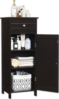 DORTALA Bathroom Floor Cabinet, Free-Standing Wooden Floor Storage Cabinet w/Large Drawer & 2 Adjustable Shelves, Morden Side Storage Bathroom Organizer Cabinet for Living Room, Brown