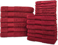 Hencely 18-Piece Bath Towel Set - High Absorbency, Quick Drying - 100% Soft Turkish Cotton - 6 Bath Towels, 6 Hand Towels, 6 Washcloths - Bathroom, Home, Hotel, Spa, and Gym - 18-Pack Red