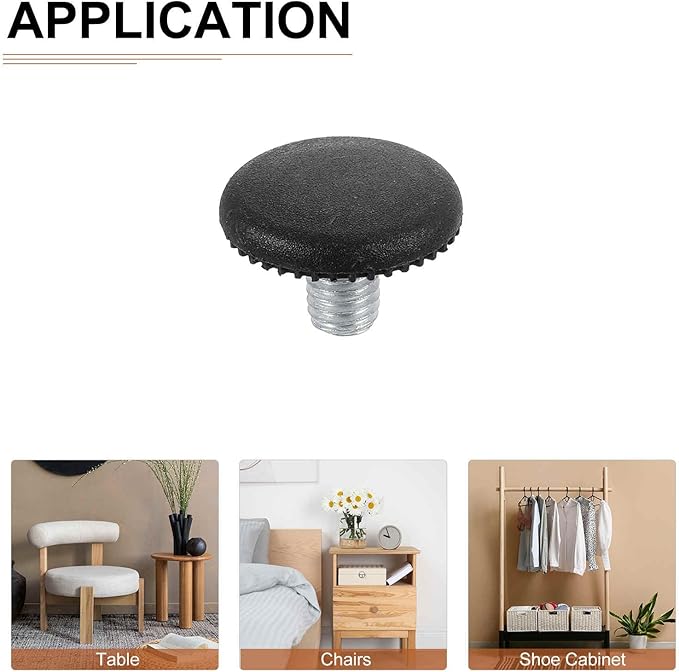 M8x10x25mm(DxLxOD) Screw on Furniture Glide Leveling Feet - 20Pack - Good for Furniture - Adjustable Thread Furniture Levelers - Black