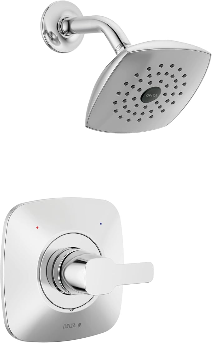 Delta Modern 14 Series Shower Faucet Set, Chrome Shower Head and Handle Set, Valve Trim Kit, Chrome T142339-PP (Valve Not Included)