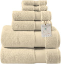 Egyptian Cotton Bathroom Towel Set - 6 Piece | Ultra Soft 100% 600 GSM Towels | 2 Bath, 2 Hand, 2 Washcloths | Quick Dry, Durable for Home, Spa, Gym | Premium Large Towel Set (Off White)
