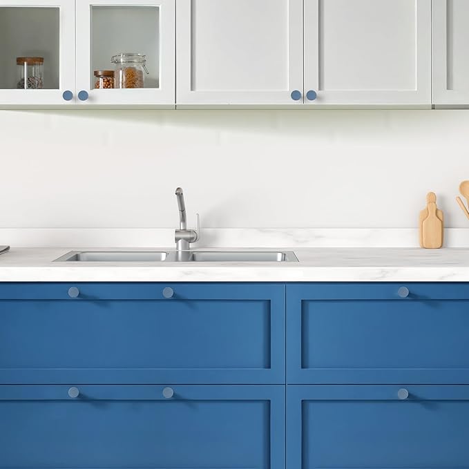 Ravinte 25 Pack Cabinet Knobs Light Blue Kitchen Cabinet Knobs Round Dresser Drawer Pulls Closet Door Pulls 1-1/5 Inch
