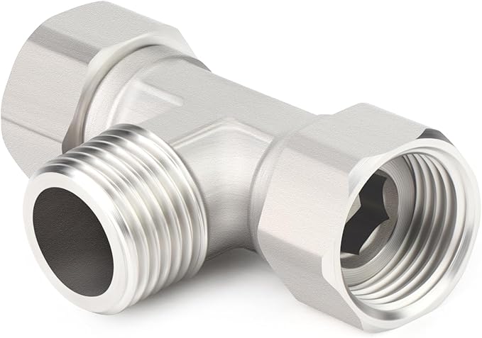 TAISHER 2PCS 304 Stainless Steel 3 Way Left&Right 2 Ends Flexible Movable Tee Connector, 1/2" Male for Sprayer, Angled Valve, Shower Arm