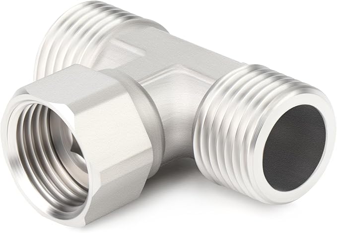TAISHER 2PCS 304 Stainless Steel 3 Way Top Flexible Movable Tee Connector, 1/2" Male for Sprayer, Angled Valve, Shower Arm