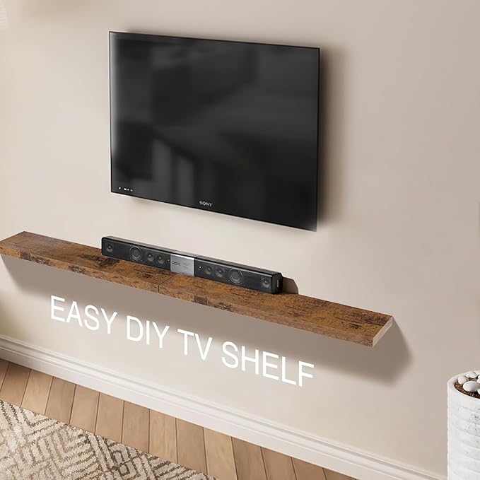 Colima Bathroom Floating Shelves for Wall, 36" Floating Wall Mounted Shelf, Rustic Wood Storage Display Shelves for Home Organization, Bathroom, Kitchen, Living Room (Set of 2, Rustic Brown)