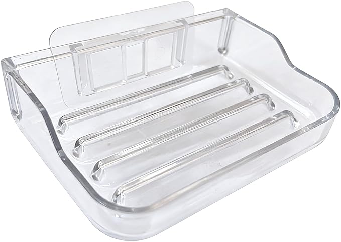 Soap Bar Holder for Shower Wall Mounted, Soap Dish Container Saver Strong Adhesive No Drilling for Bathroom Kitchen Sink, Clear