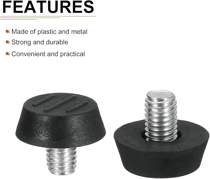M8x10x22mm(DxLxOD) Screw on Furniture Glide Leveling Feet - 12Pack - Good for Furniture - Adjustable Thread Furniture Levelers - Black