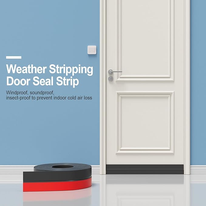 Door Seal Strip for Door Frame, 20ft Silicone Shower Glass Door Seal Strip, Door Gap Filler Bottom & Side Sealing Strip, 2 Inch Wide