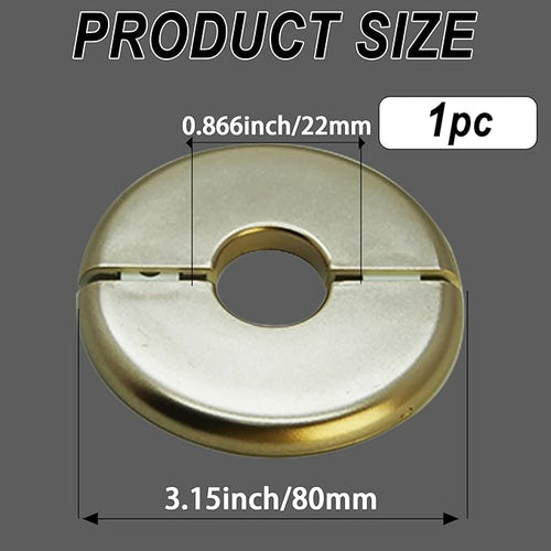 1 Piece Wall Split Flange, Self-Adhesive Escutcheon Plate for 22mm/0.87" Dia Pipe, ABS Round Plumbing Cover Plates for Bathroom Kitchen Toilet Faucet, Gold