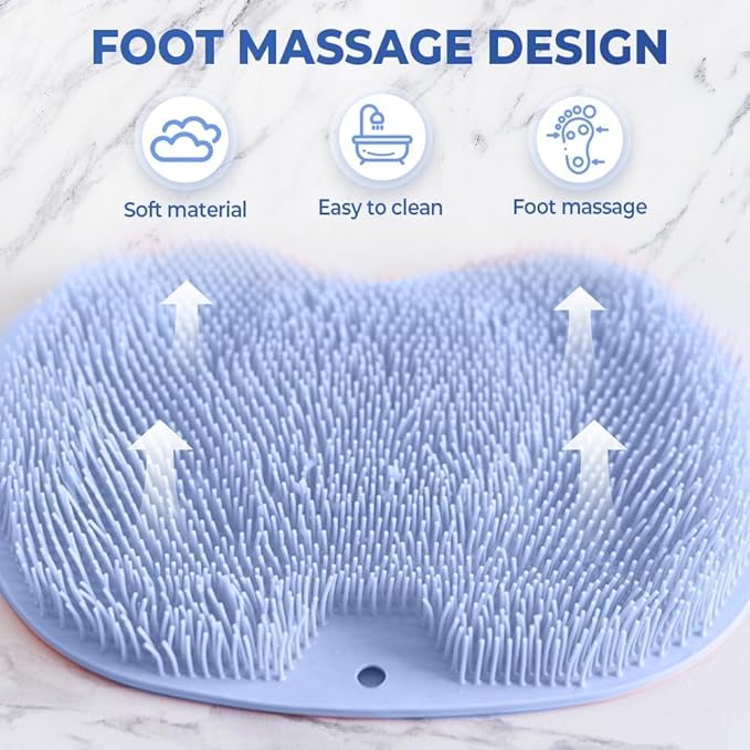 Shower Foot Scrubber Mat with Non-Slip Suction Cups, Exfoliating Foot and Back Washer Pad for Bathtub and Shower Floor (Green)