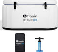 Freein Ice Bath Tub [XXL UPGRADED] - Cold Plunge Tub, Water Chiller Compatible, Inflatable, Portable, Foldable, Recovery Tub for Athletes, 54"x30"x24" - Outdoor, White/Wood