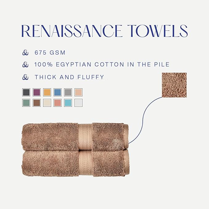 Christy Renaissance 6 Piece Towel Set | Mink Brown | 100% Egyptian Cotton | Luxuriously Soft and Super Absorbent | 675 GSM | 2 Bath Towels 2 Hand Towels 2 Face Cloths