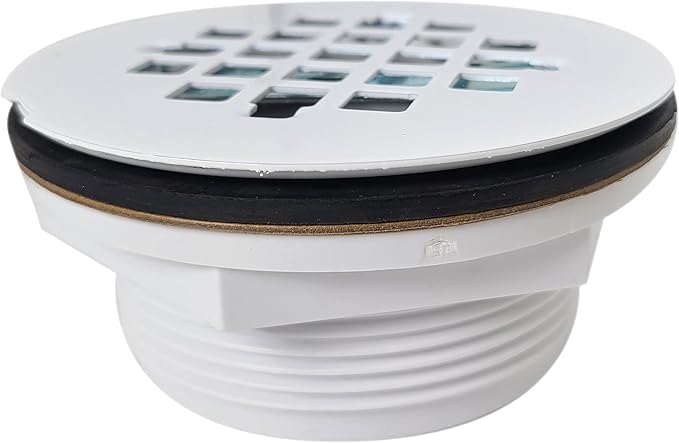 Westbrass SP6036WP-50 60" x 36" 3-Wall Shower Pan with Plastic Center Drain and 4-1/4" Cross Grid Brass Drain Cover, Powder Coat White