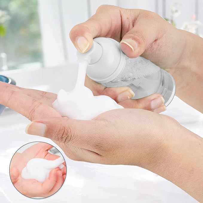 2oz Foam Pump Bottle (30PCS) Empty Travel Foaming Dispenser for Hand Soap, Lash Cleanser, Shampoo (60ml, Clear