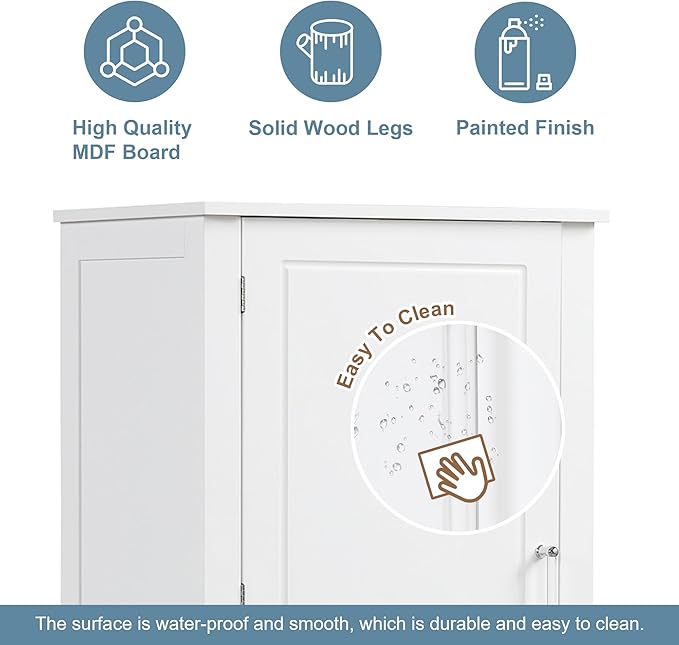 Tall Bathroom Storage Cabinet with Door and Shelves, Kitchen Pantry Linen with 2 Drawers for Home, Living Room, Dining Room, White