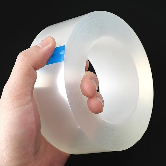 Transparent Weather Sealing Tape, Clear Draft Isolation Film Tape for Door Draft Stopper, Adhesive Tape for Doors, Windows and Shower Glass Gaps - No Residue (2 Inch x 33Ft)
