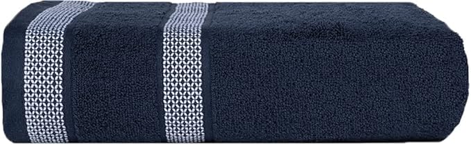 CASA COPENHAGEN Solitaire Mix 6 Pieces Towel Set- Navy Blue + Grey Violet, 600 GSM 2Bath Towel 2Hand Towel 2Washcloth, Designed in Denmark Made of Soft Egyptian Cotton for Bathroom, Kitchen & Shower
