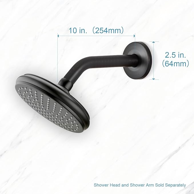 OFFO Shower Arm with Flange, 10 in Oil Rubbed Bronze Wall Mount Replacement Angle Shower Head Arm Wall-Mounted For Fixed Shower Head & Handheld Showerhead