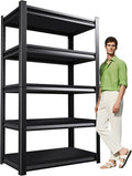 Garage Shelving,Heavy Duty Garage Storage Shelves,Metal Shelving Unit,5 Tier Adjustable Steel Utility Shelf,Use for Basement,Warehouse, Pantry Closet,Black (Steel-72 H*35.4" W*12" D)