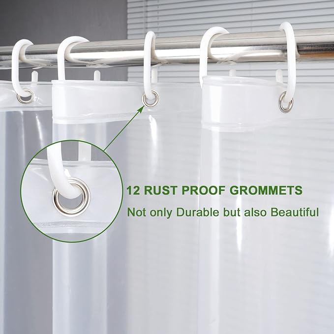 AooHome Clear Shower Curtain Liner -8G EVA Heavy Duty Water Repellent Shower Liner for Bathroom, Long Shower Curtain 72" W x 75" L, 12 Rust Proof Grommets Holes, 5 Bottom Magnets