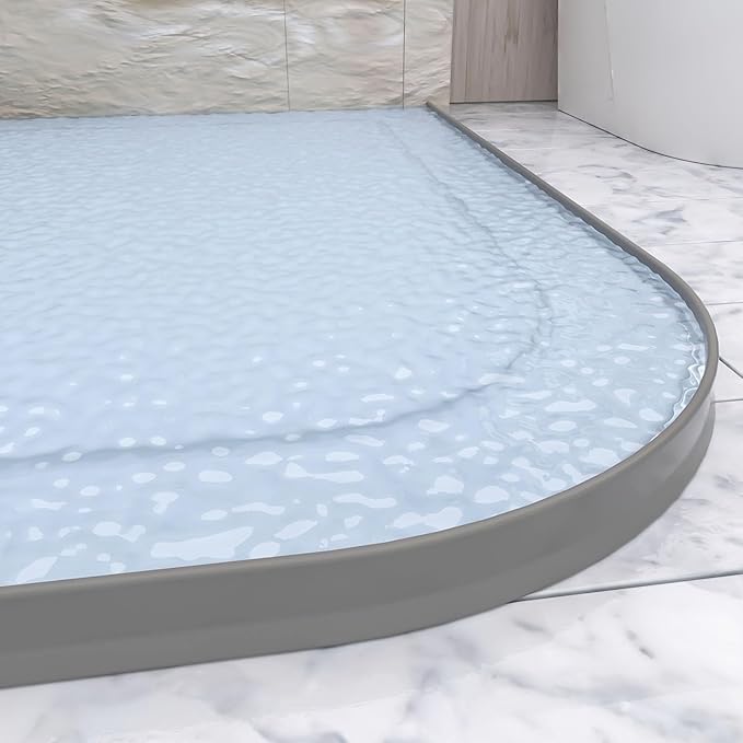 Raycity 3" High Shower Threshold Water Dam 67 IN Collapsible Shower Water Splash Guard for Curbless Shower Threshold Barrier Water Stopper for Wet and Dry Separation Bathroom and Kitchen (Grey)