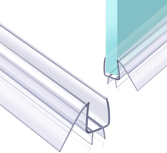 POZIA Shower Door Bottom Seal Frameless Glass Shower Door Seal Strip Clear Vinyl Durable Stop Shower Leaks and Create a Water Barrier Ultra Clear (1PACK-1/4in)