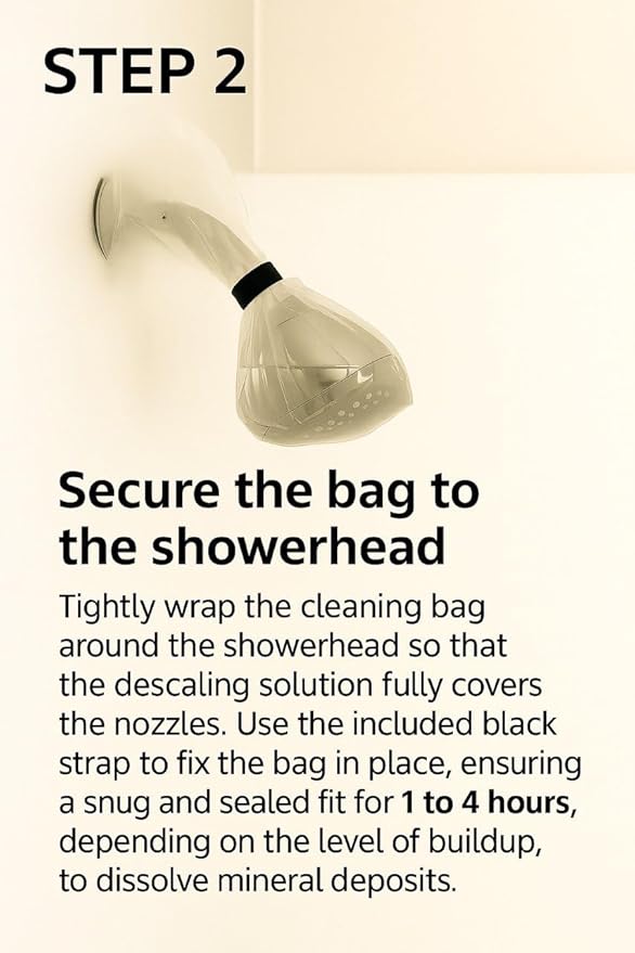 Shower Head Descaling Kit – Cleaner for Shower Heads Only – Removes Limescale, Calcium & Hard Water Deposits – Eco-Friendly Vinegar & Citric Acid Formula with Tools – Made in USA